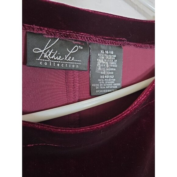 Vintage 90s Kathie Lee Womens Velvet Midi Dress X Large 16/18 Maroon Whimsigoth - Picture 3 of 3